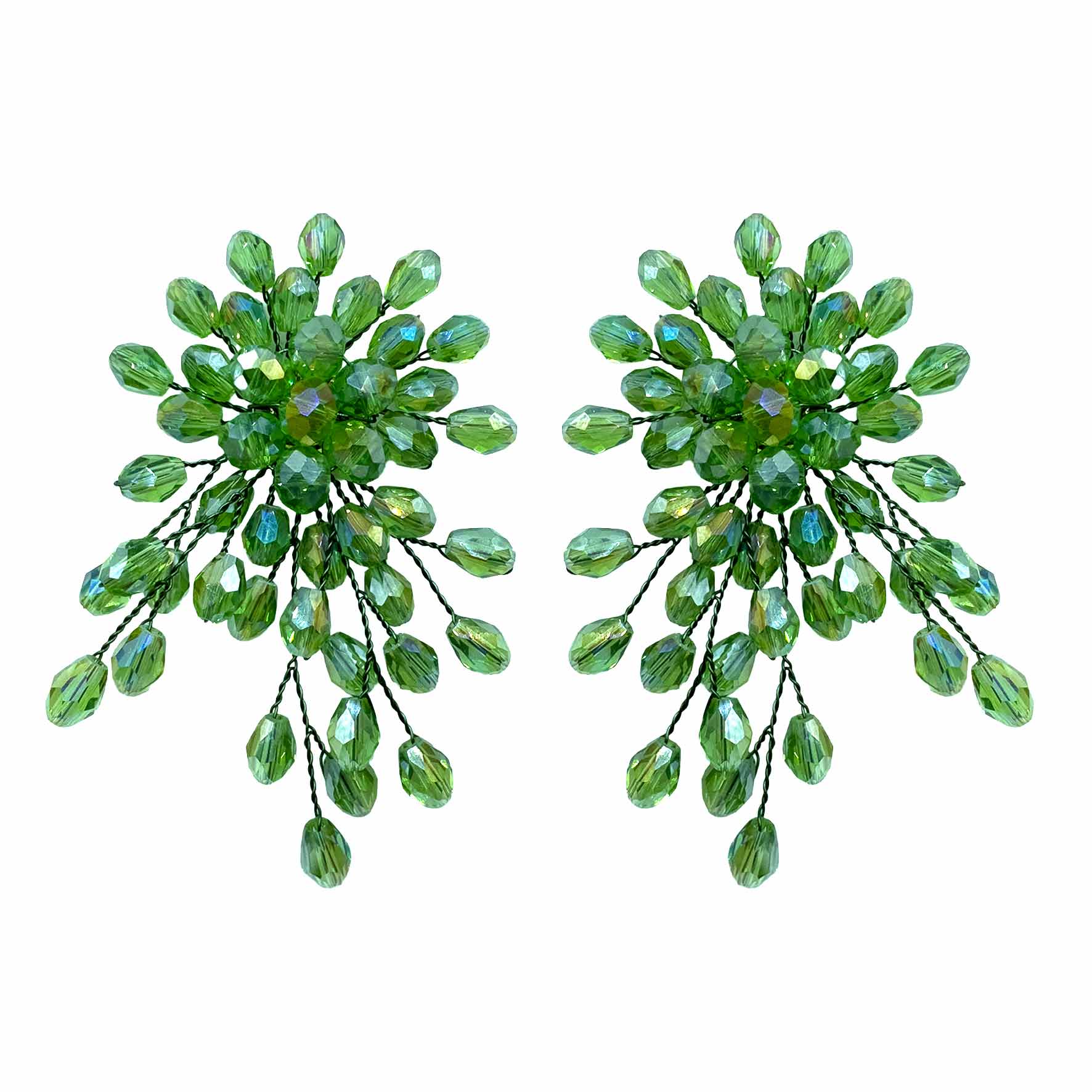 Palestro Milano Orecchini Verde Salvia Trionfo di Perline - NEW