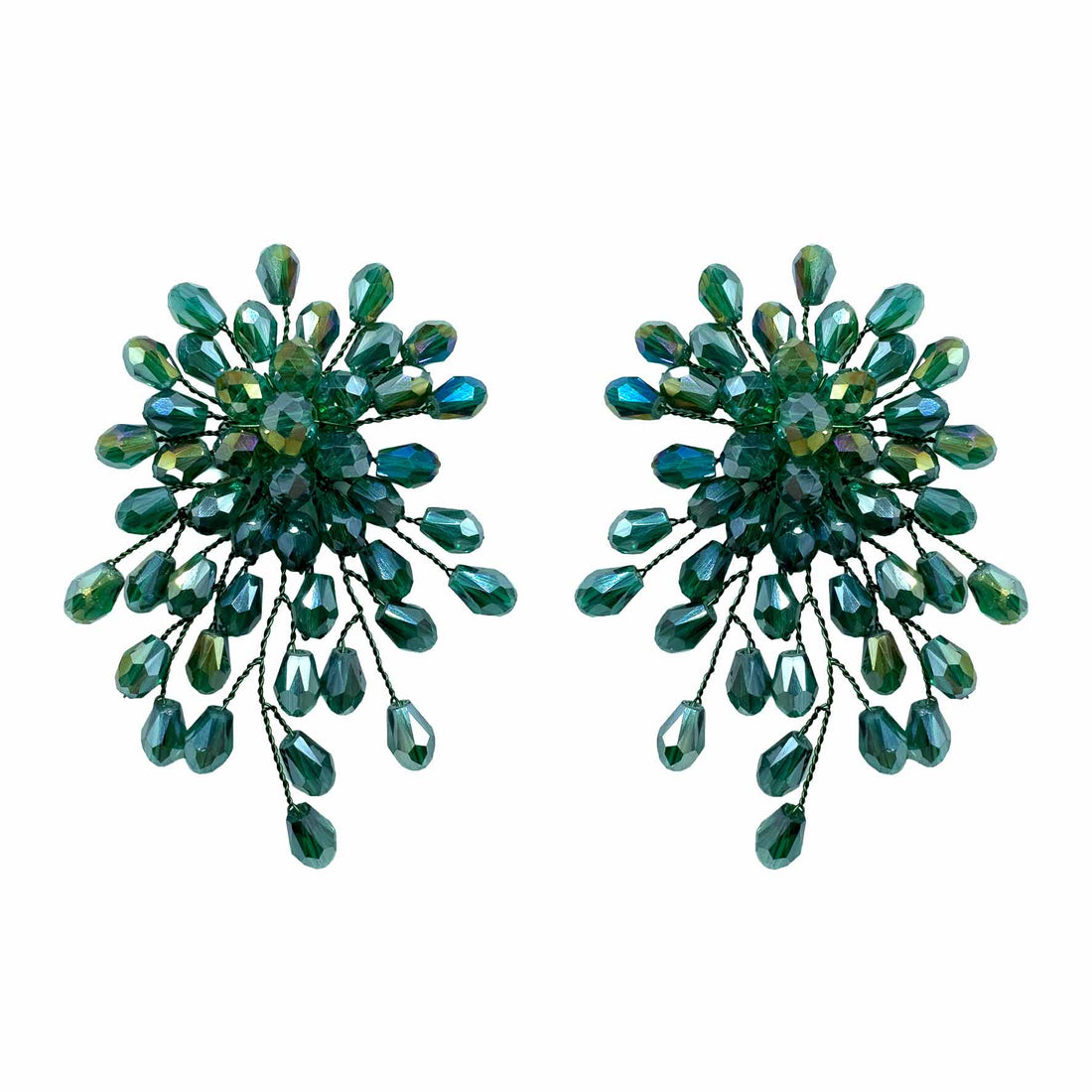 Palestro Milano Orecchini Verde Scuro Trionfo di Perline - NEW