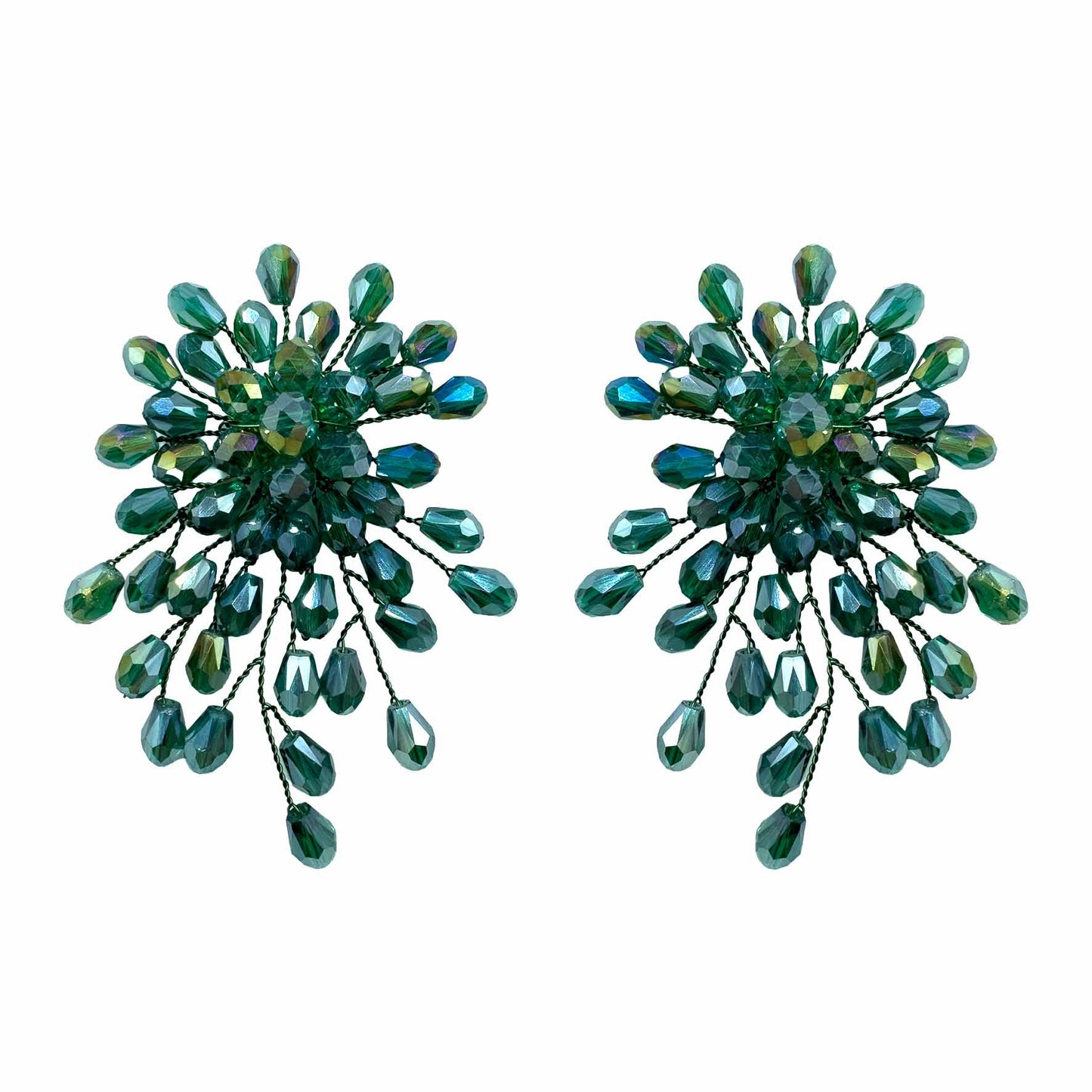 Palestro Milano Orecchini Verde Scuro Trionfo di Perline - NEW