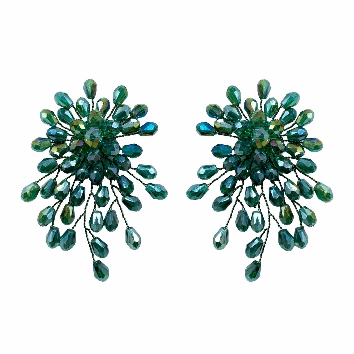 Palestro Milano Orecchini Verde Scuro Trionfo di Perline - NEW