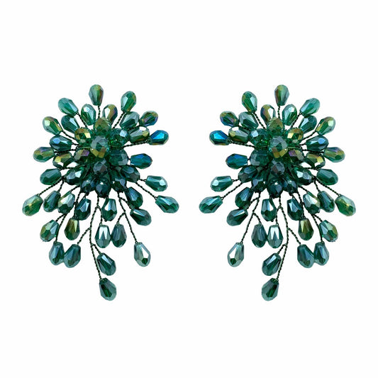 Palestro Milano Orecchini Verde Scuro Trionfo di Perline - NEW