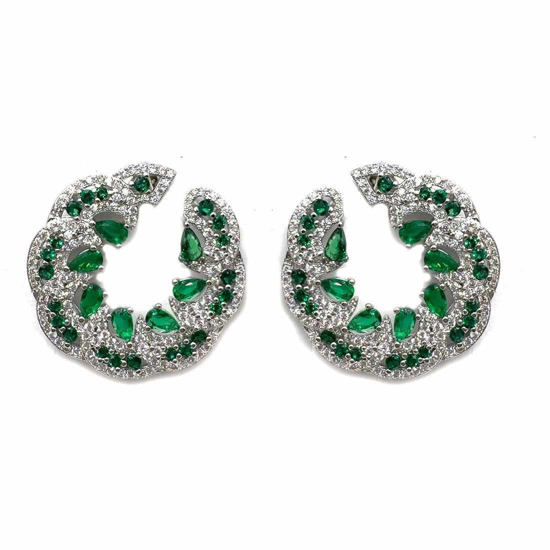 Palestro Milano Orecchini Verde Semicerchi di pavè
