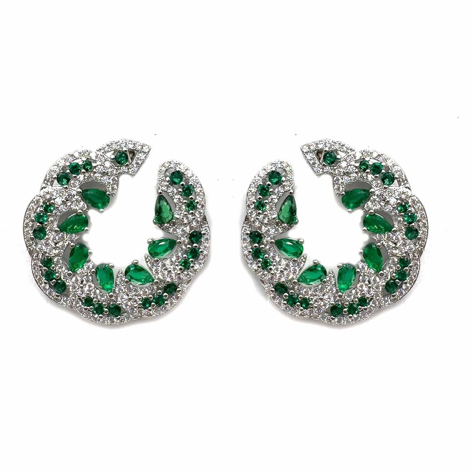 Palestro Milano Orecchini Verde Semicerchi di pavè