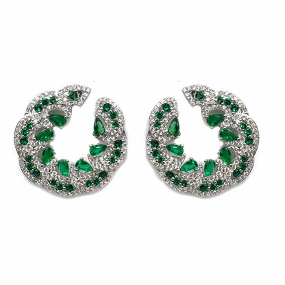 Palestro Milano Orecchini Verde Semicerchi di pavè