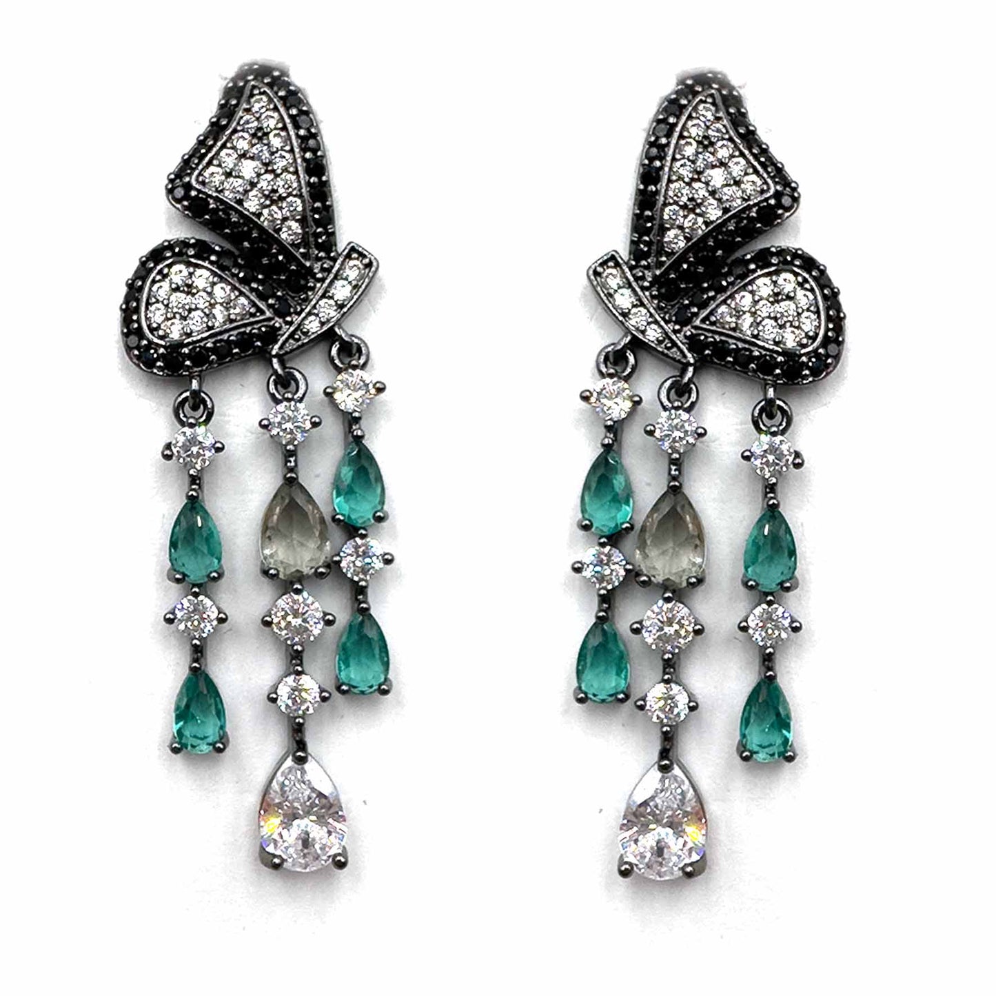 Palestro Milano Orecchini Verde smeraldo Farfalle con cristalli pendenti