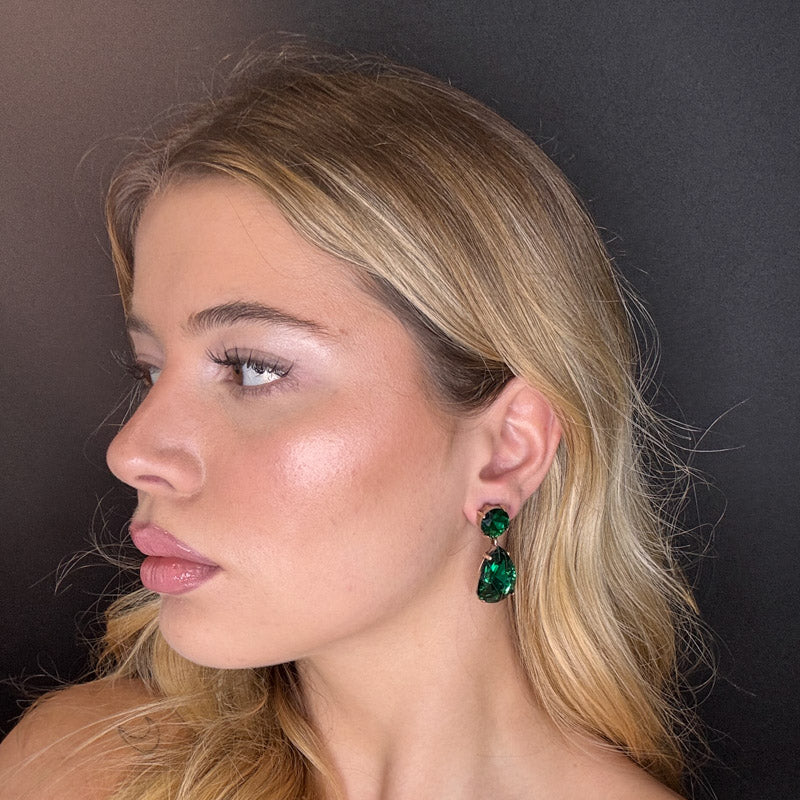 Palestro Milano Orecchini Verde smeraldo Gocce colorate di cristalli
