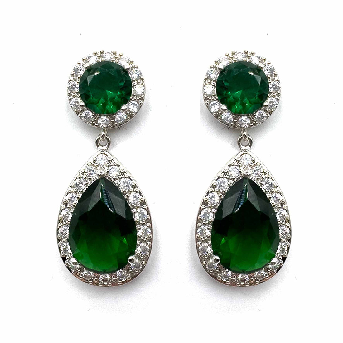 Palestro Milano Orecchini Verde Smeraldo Goccia di Cristallo&amp;Zirconi