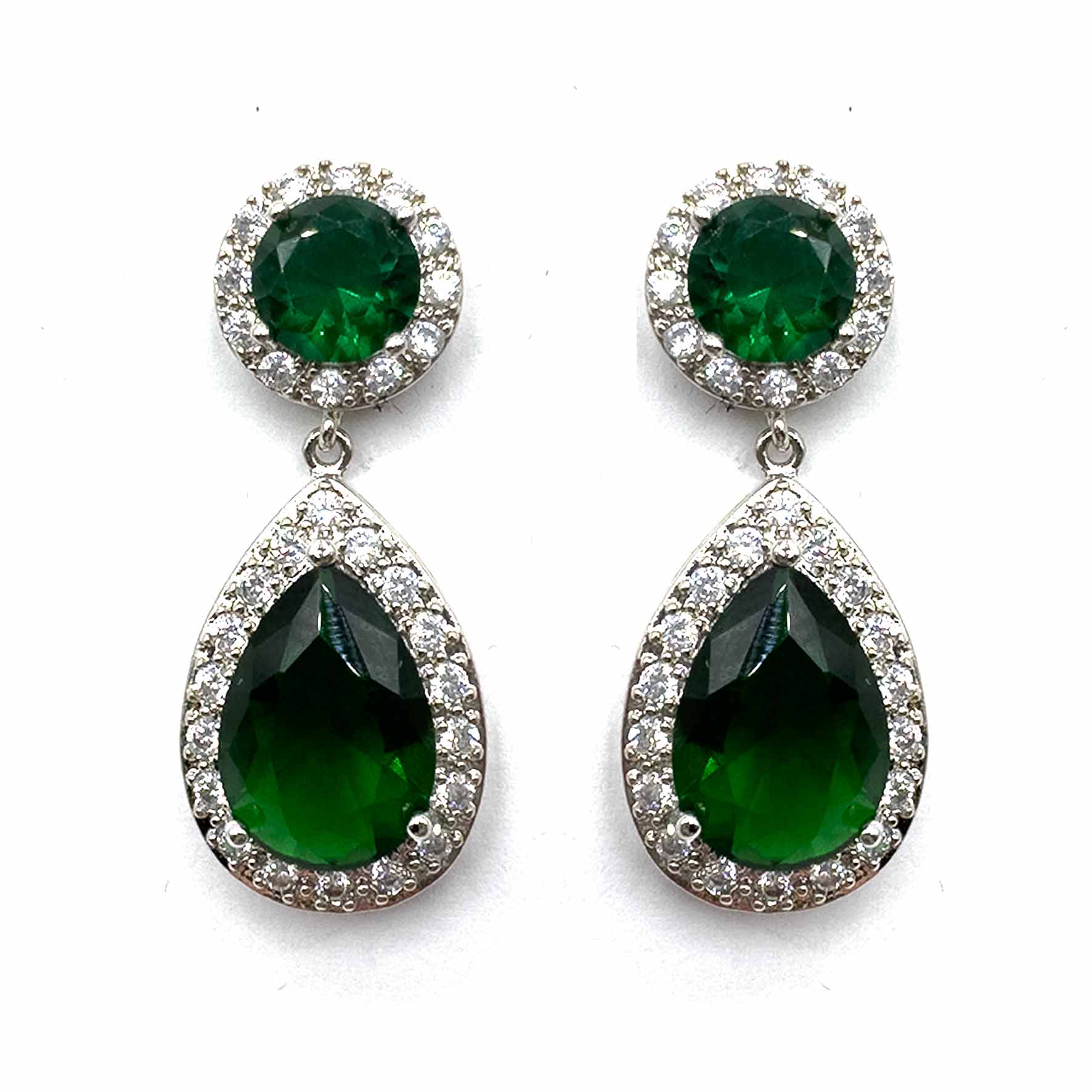 Palestro Milano Orecchini Verde Smeraldo Goccia di Cristallo&amp;Zirconi