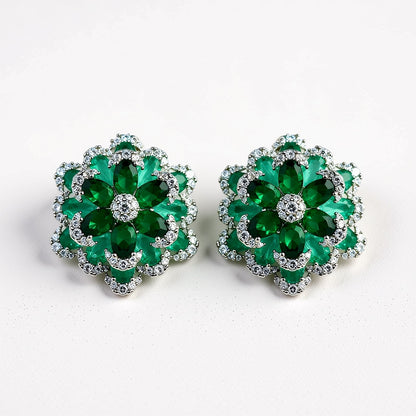 Palestro Milano Orecchini Verde Smeraldo Margherite di pavè