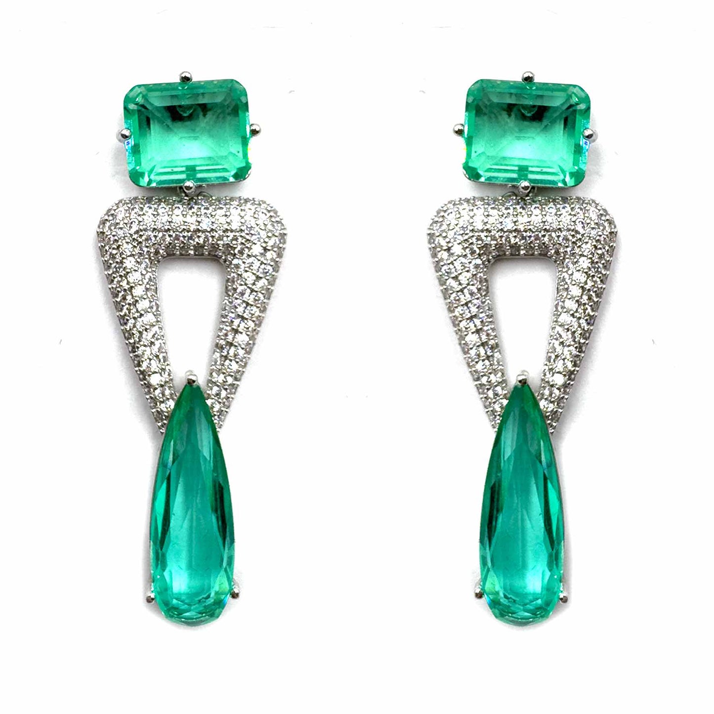 Palestro Milano Orecchini Verde Smeraldo Triangolo di pavè