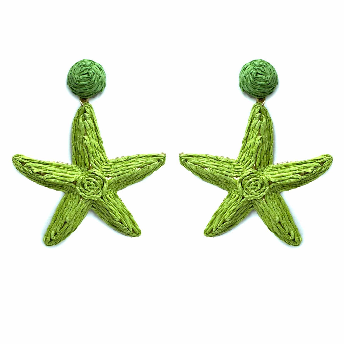 Palestro Milano Orecchini Verde Stelle di mare rafia