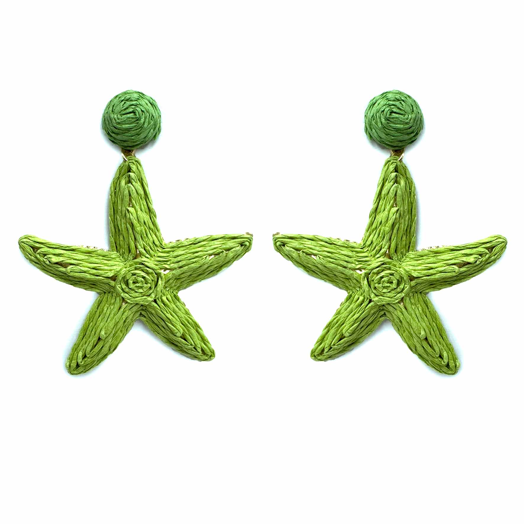 Palestro Milano Orecchini Verde Stelle di mare rafia