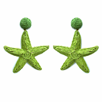 Palestro Milano Orecchini Verde Stelle di mare rafia