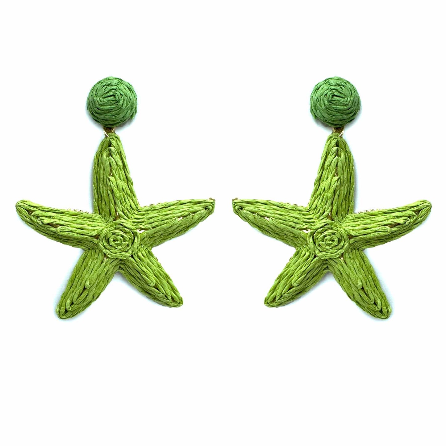 Palestro Milano Orecchini Verde Stelle di mare rafia