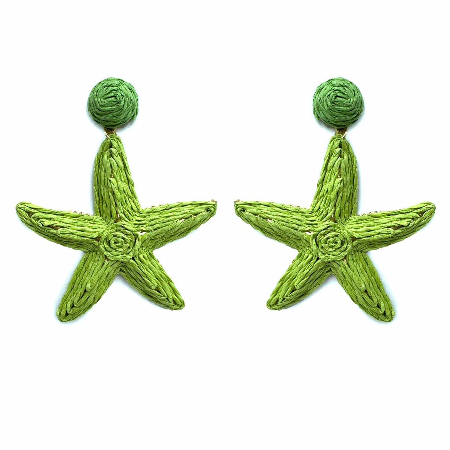 Palestro Milano Orecchini Verde Stelle di mare rafia