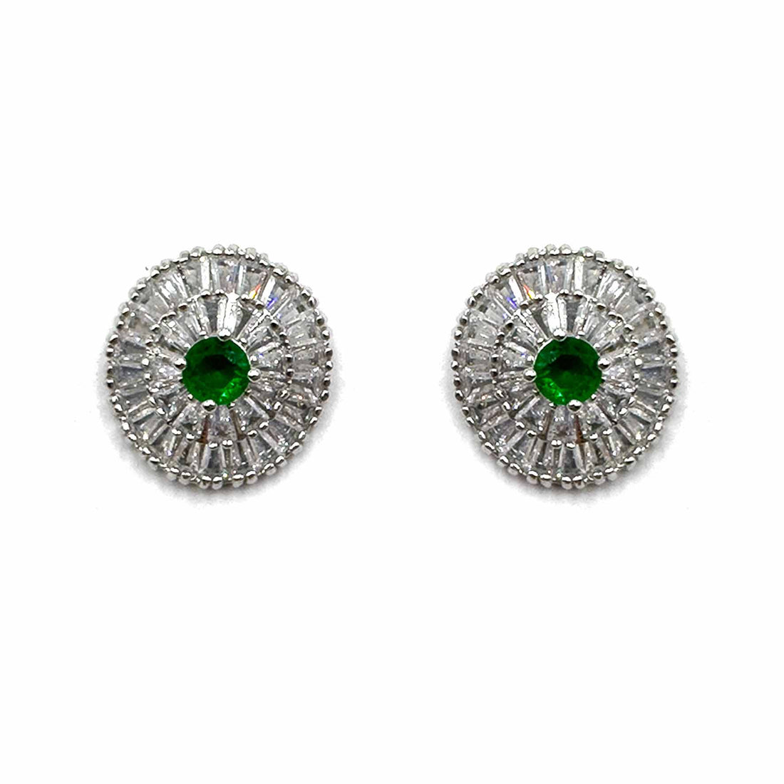 Palestro Milano Orecchini Verde Tondo di pavè con pietra colorata