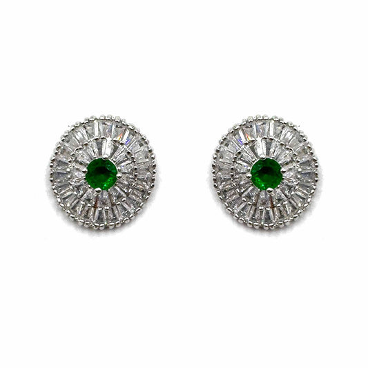 Palestro Milano Orecchini Verde Tondo di pavè con pietra colorata