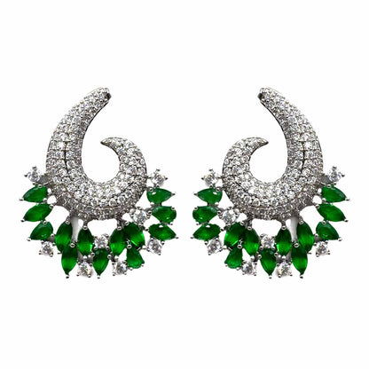 Palestro Milano Orecchini Verde Virgola di pavè con cristalli