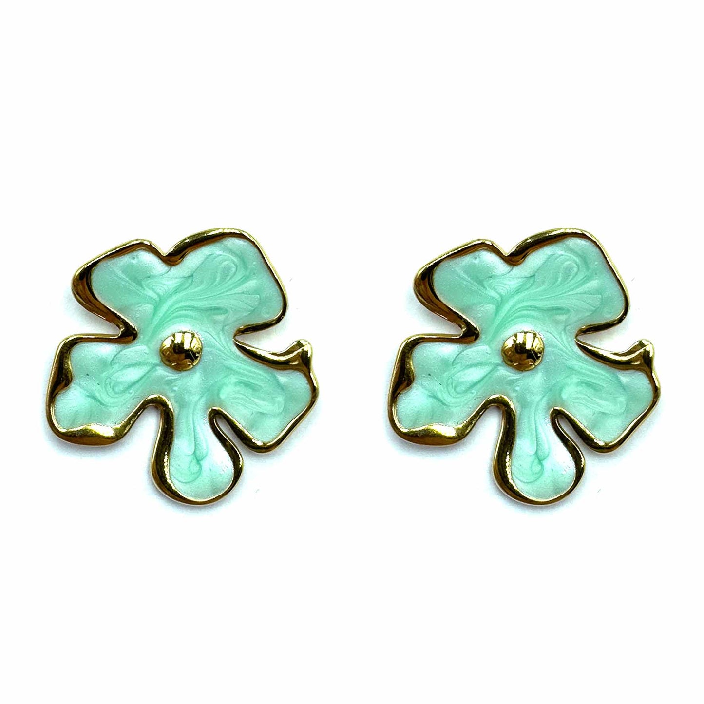 Palestro Milano Orecchini Verdeacqua Fiorellini astratti