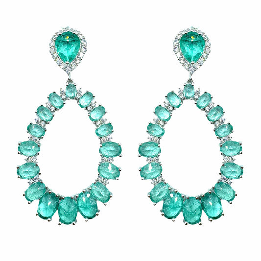 Palestro Milano Orecchini Verdeacqua Ovali di Cristalli