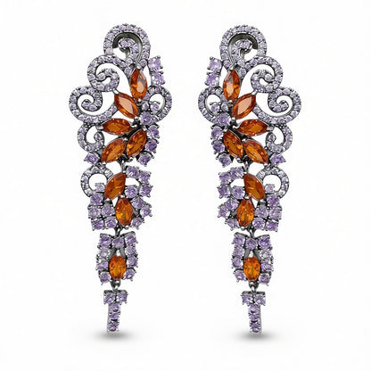 Palestro Milano Orecchini Violet arancio silver Tripudio di Pietre