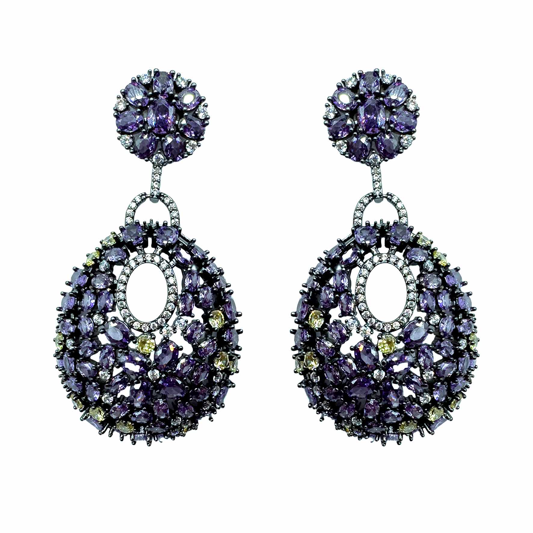 Palestro Milano Orecchini Violet Fiori di pavè