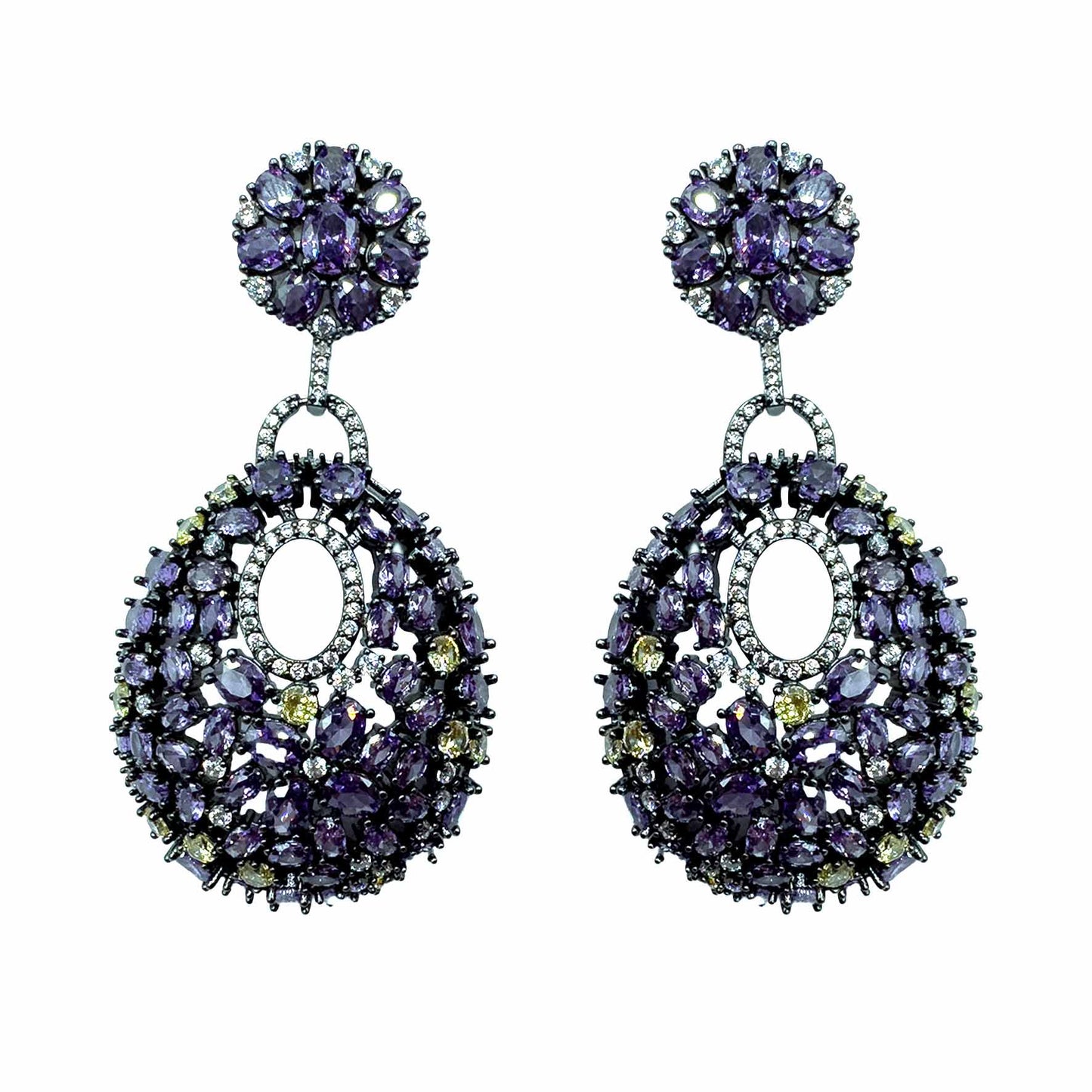 Palestro Milano Orecchini Violet Fiori di pavè