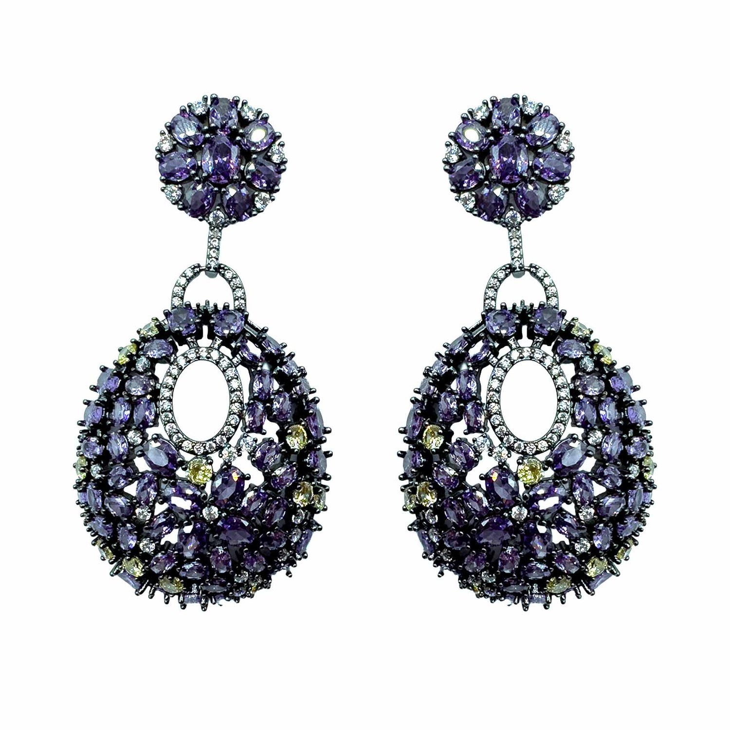 Palestro Milano Orecchini Violet Fiori di pavè