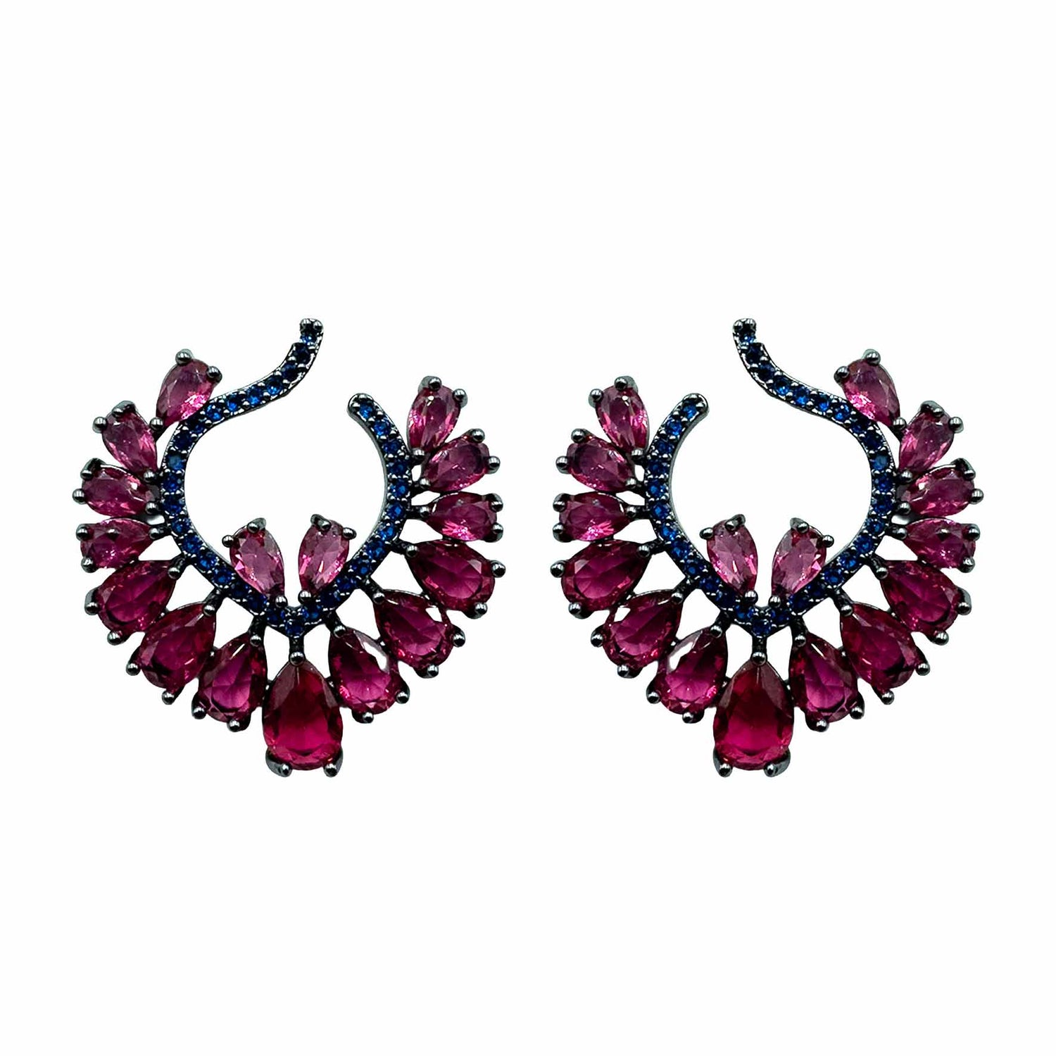Palestro Milano Orecchini Virgola Blu Rubino