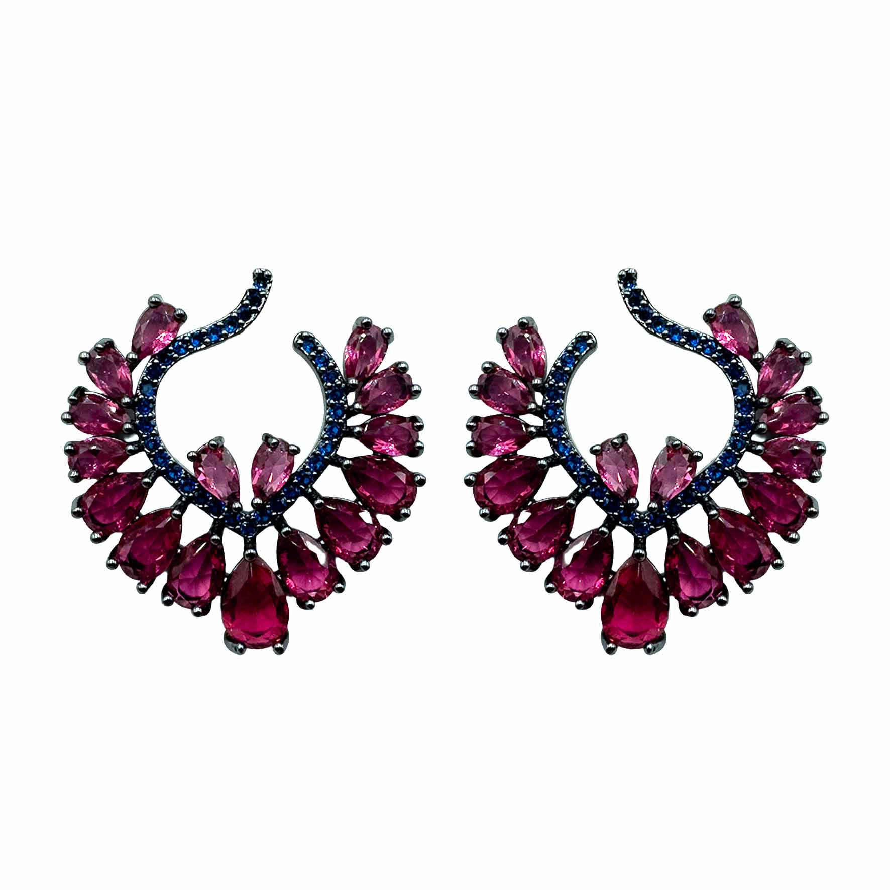 Palestro Milano Orecchini Virgola Blu Rubino