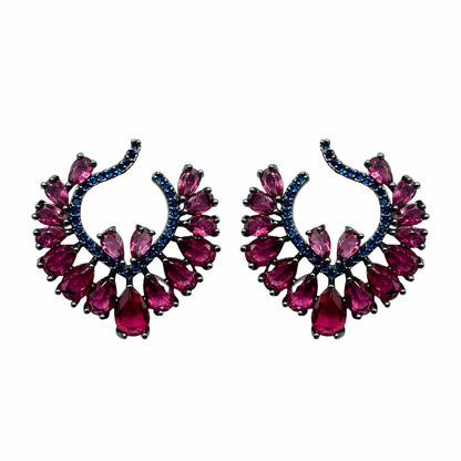 Palestro Milano Orecchini Virgola Blu Rubino