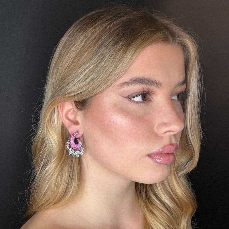 Palestro Milano Orecchini Virgola di pavè con cristalli