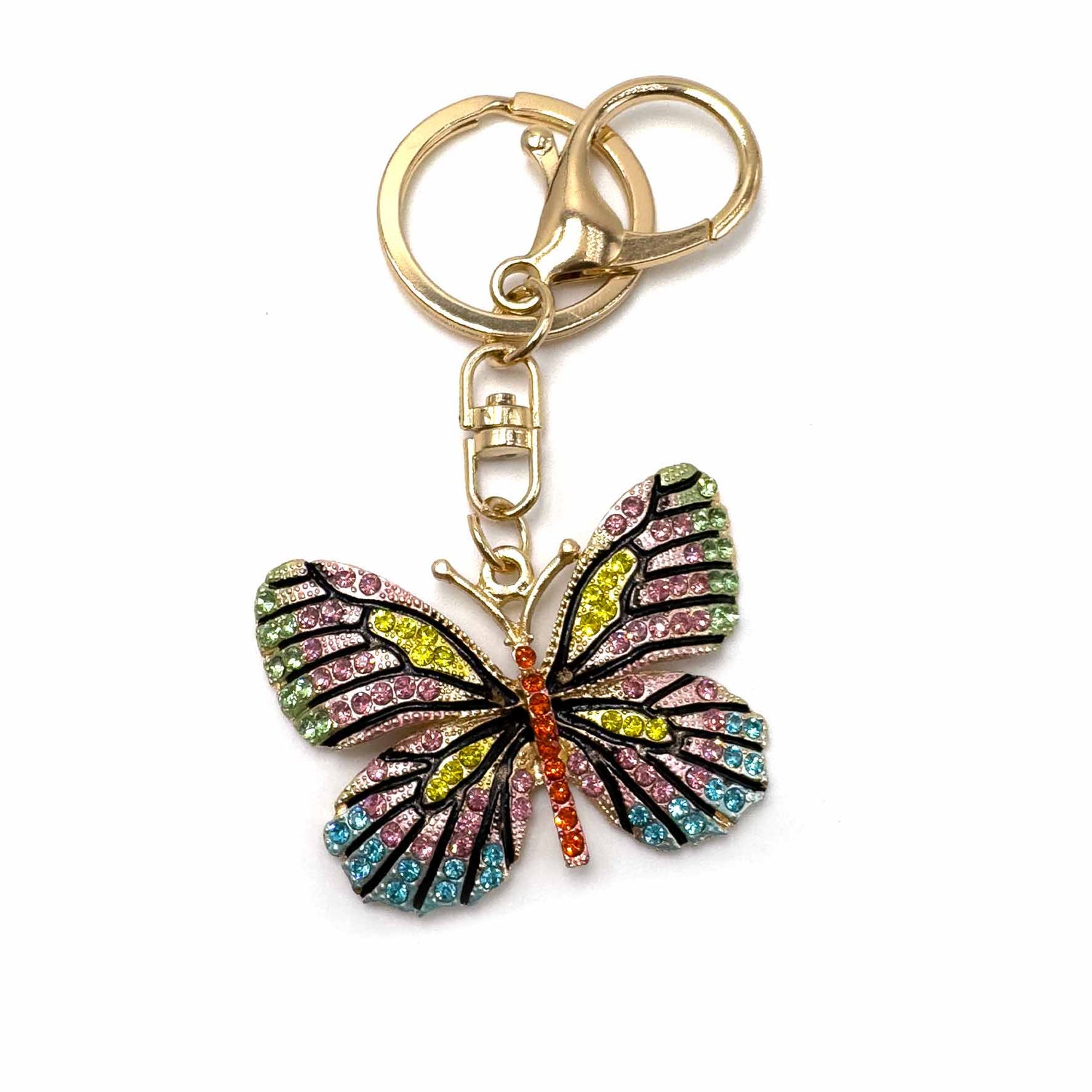 Palestro Milano Portachiavi Multicolor Farfalla con zirconi