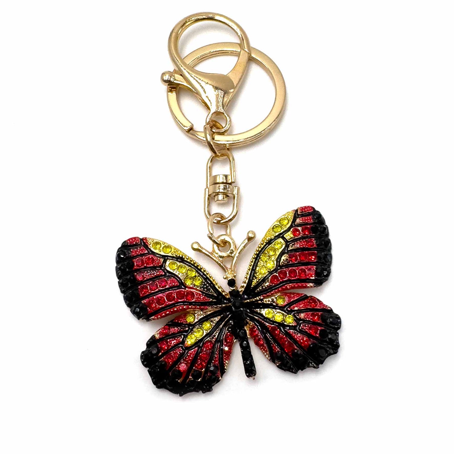 Palestro Milano Portachiavi Rosso/Nero Farfalla con zirconi
