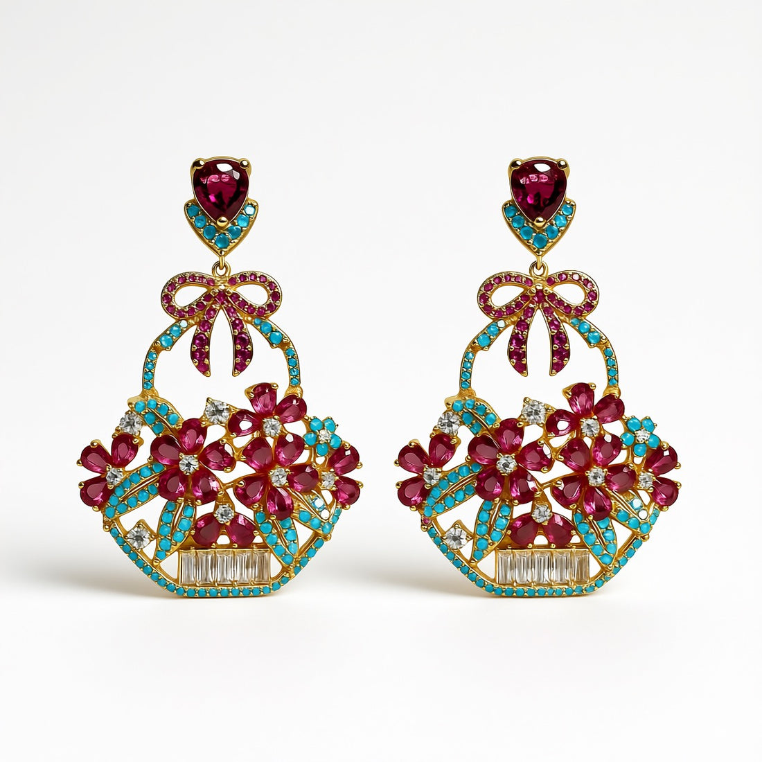 Palestro Milano Rosso Turquoise Cestini con Fiorellini Cristallo