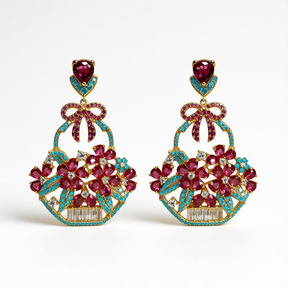 Palestro Milano Rosso Turquoise Cestini con Fiorellini Cristallo