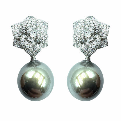 Palestro Milano Silver Grigio Roselline di Pavè con Perla