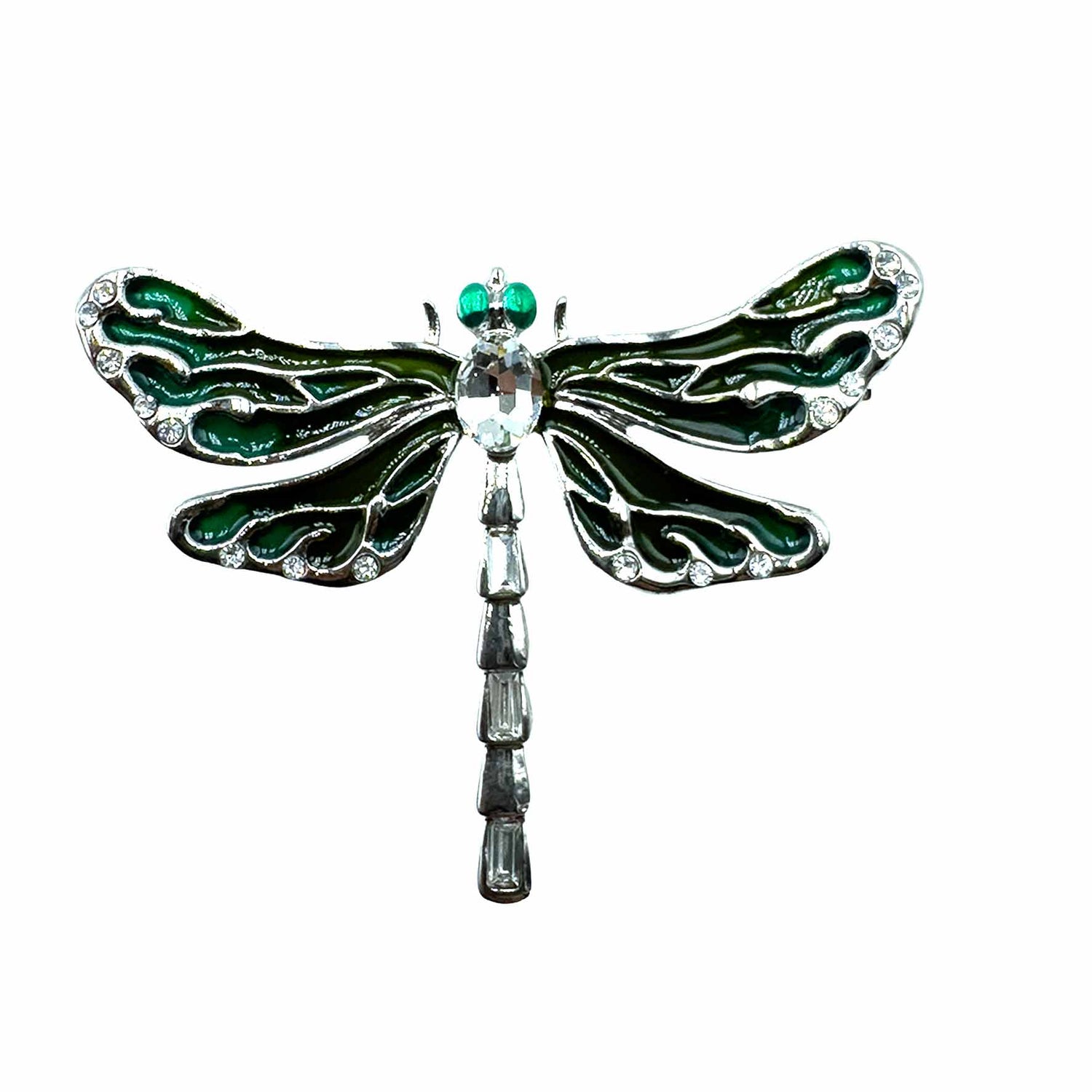 Palestro Milano Spille e spillette Base silver - Verde/Cristallo Libellula Smaltata