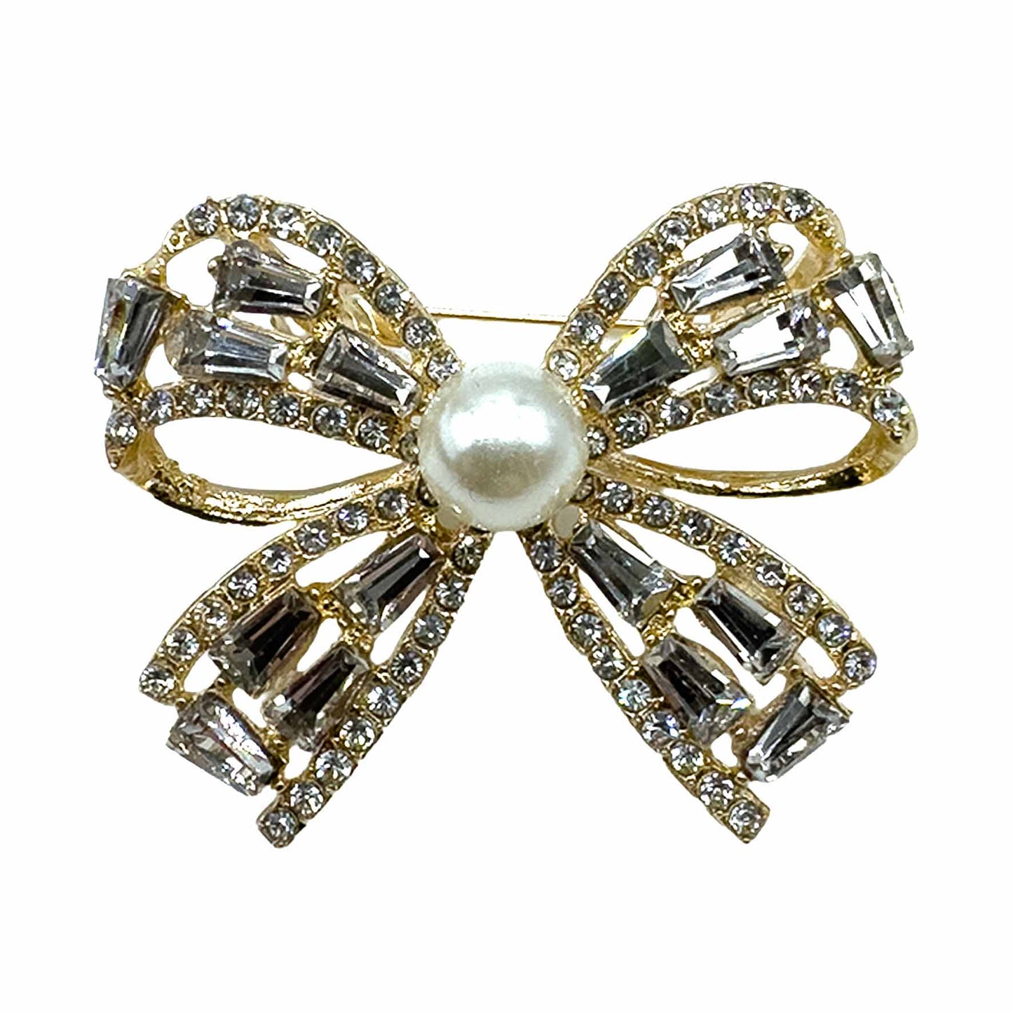 Palestro Milano Spille e spillette Gold Fiocchetto con Zirconi e Perlina