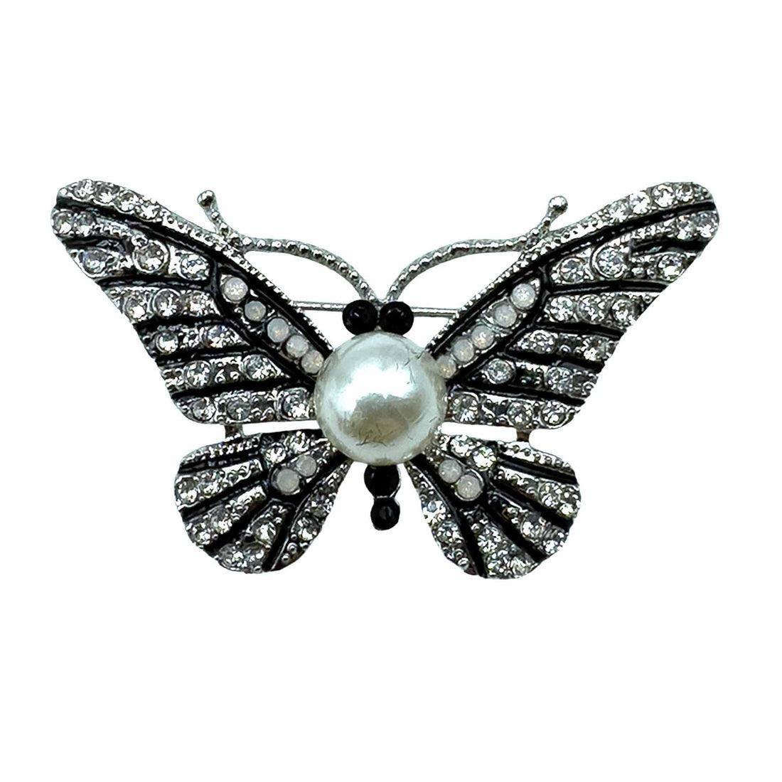 Palestro Milano Spille e spillette Silver Farfalla di zirconi con perlina