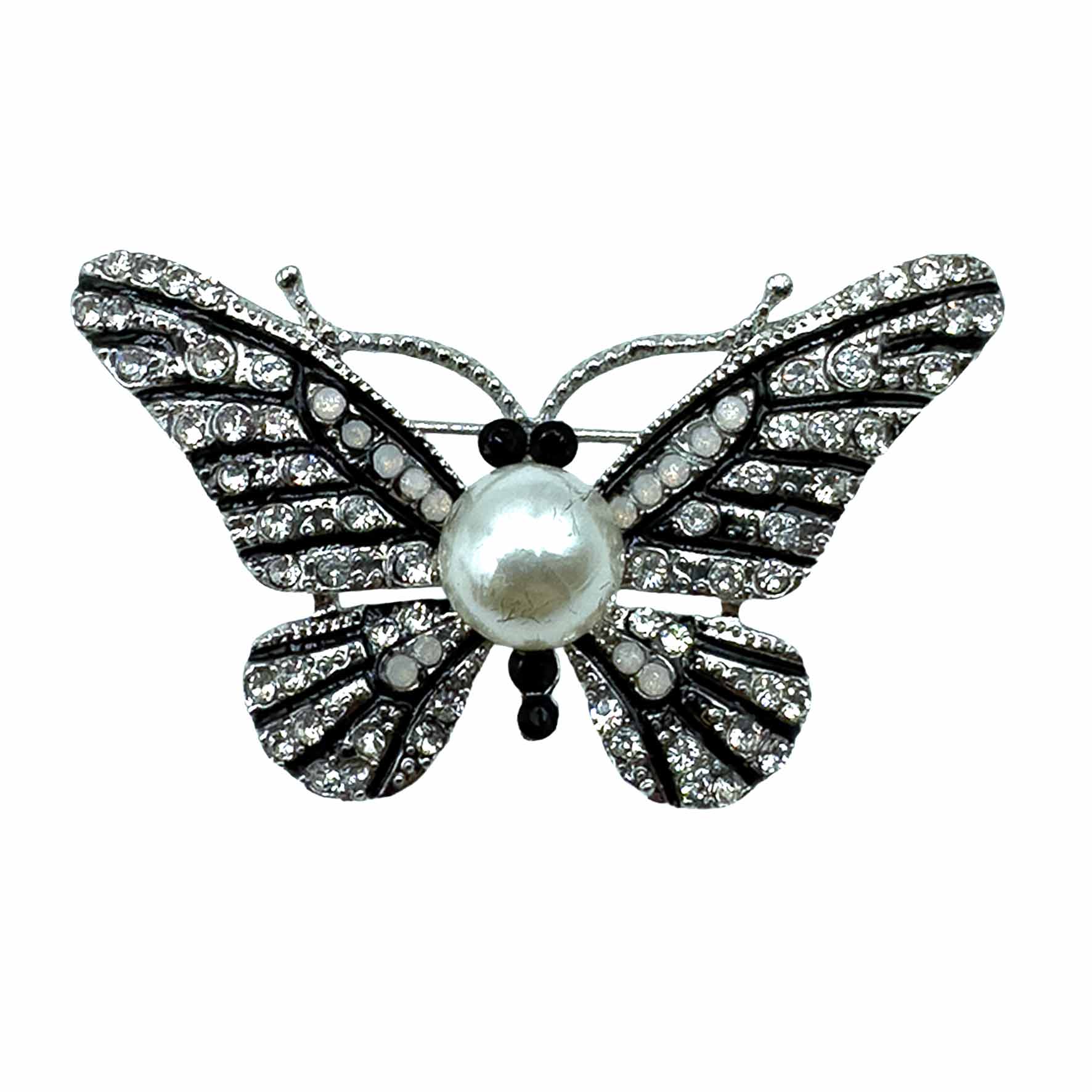 Palestro Milano Spille e spillette Silver Farfalla di zirconi con perlina