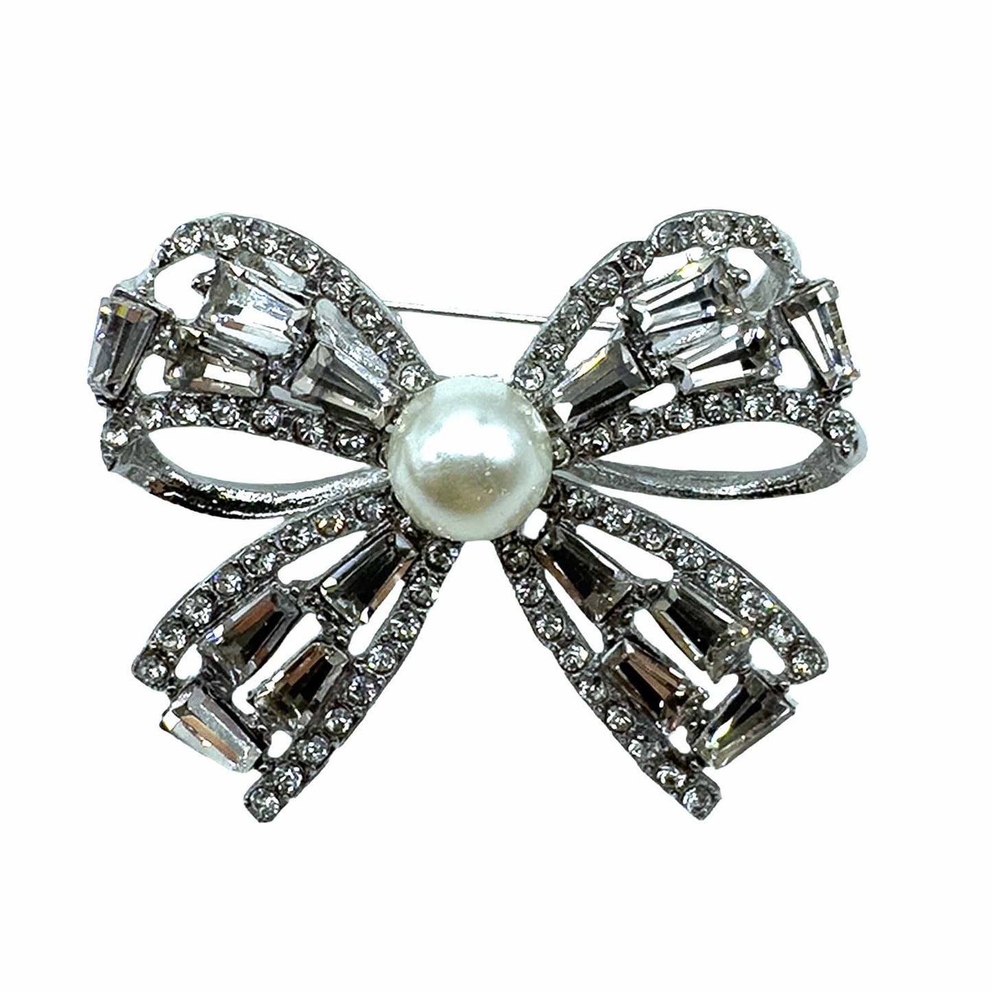 Palestro Milano Spille e spillette Silver Fiocchetto con Zirconi e Perlina