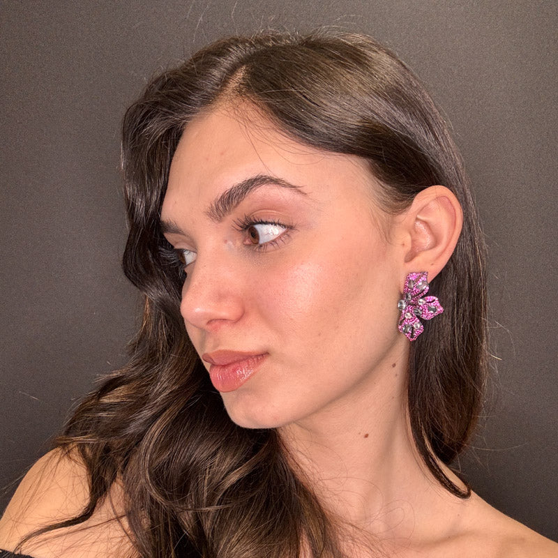 Palestro Milano Orecchini Palme di Pavè Fucsia