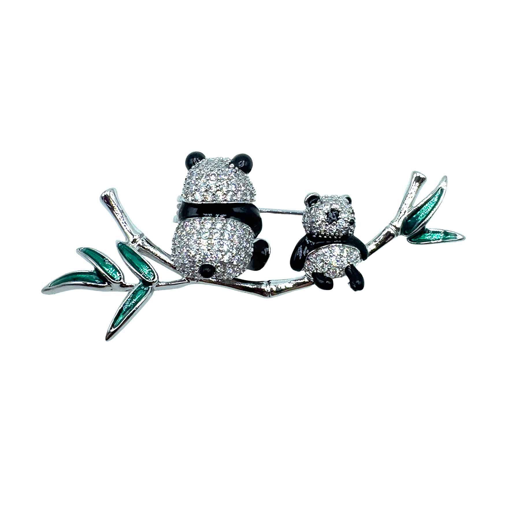 Palestro Milano Spille e spillette Silver Panda &amp; Baby Panda