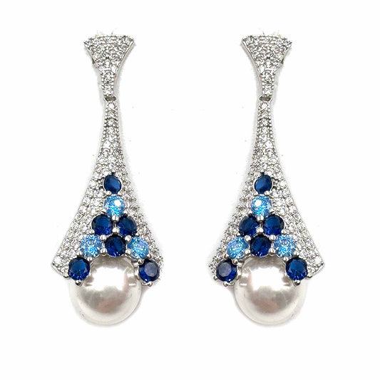Pavè silver/blu con perla