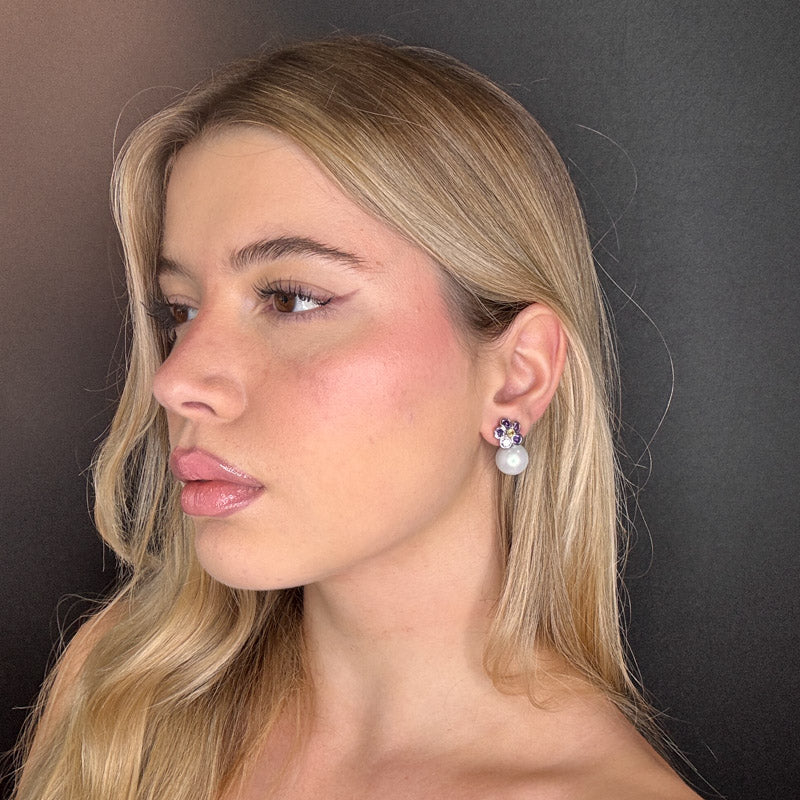 Perla con fiorellino di zirconi