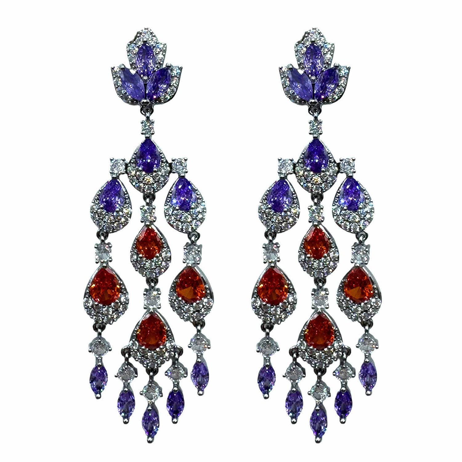 Palestro Milano Orecchini Silver - Violet Rubino Pietre Preziose Cadenti