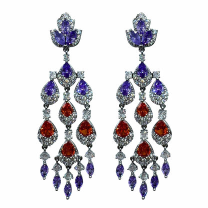 Palestro Milano Orecchini Silver - Violet Rubino Pietre Preziose Cadenti