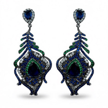 Palestro Milano Orecchini Blu/Verde Piuma Ornamentale