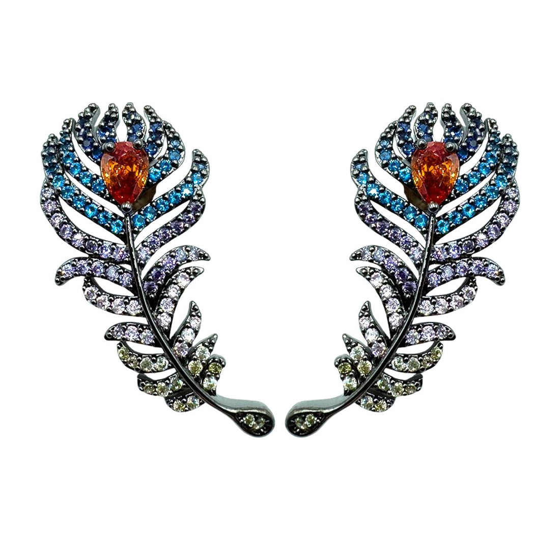 Palestro Milano Orecchini Base Dark - Multicolor Piume Preziose